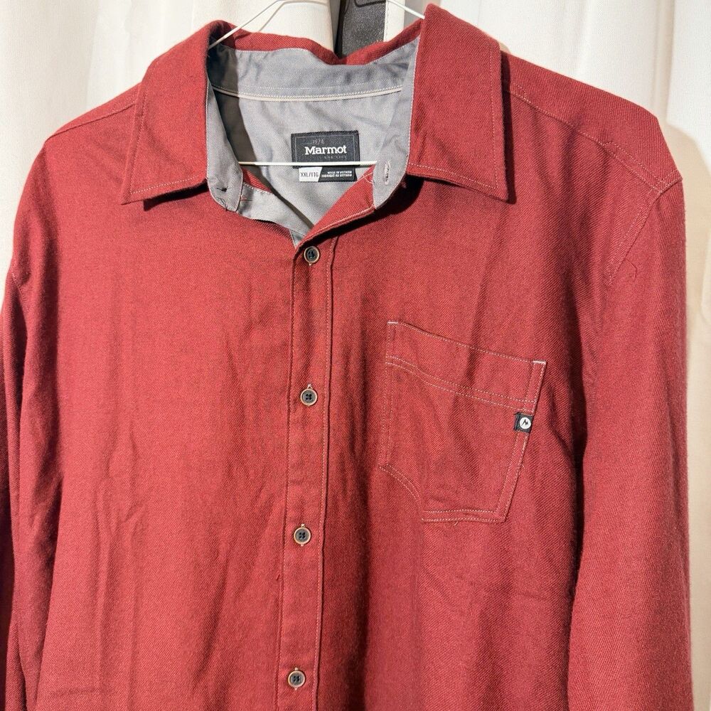 Marmot Hobson Flannel Shirt Red Button Down Hiking Midweight Men’s 2XL